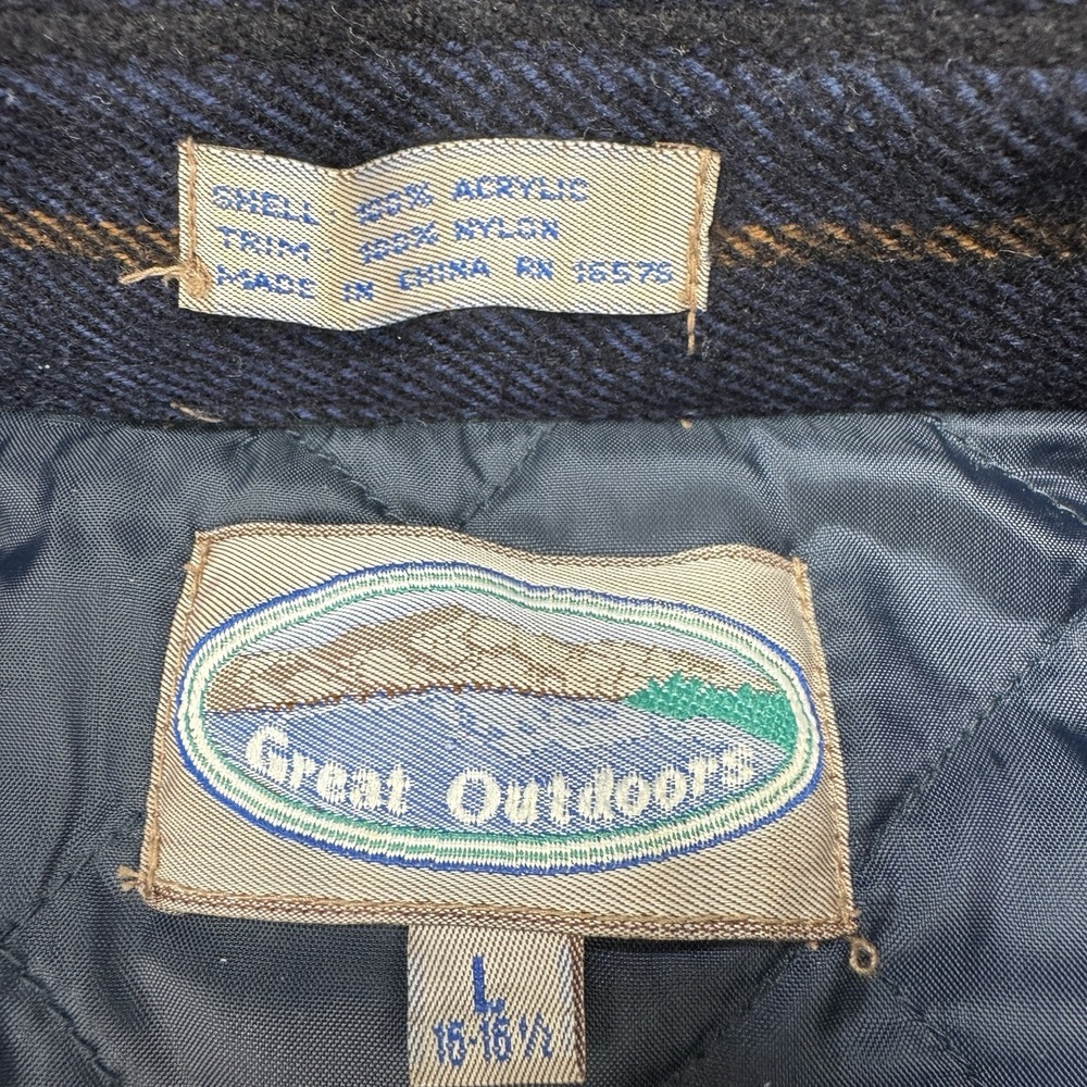 VTG‎ 90s Wool Quilted Shacket Jacket Mens Large Striped Outdoorsman Cabin Core - Picture 5 of 9
